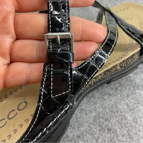ECCO Light Black Strappy Sandals Slip On Shoes Like New Women’s Size 39 US8-8.5 - Picture 12 of 12